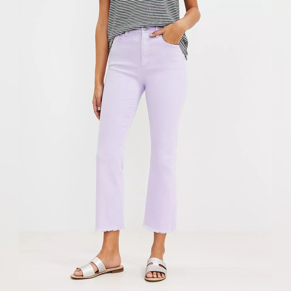 Loft Frayed High Rise Kick Crop Jeans